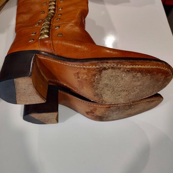 Free Lance Studded Brown/Tan Leather Boots Size 38 - Picture 7 of 15